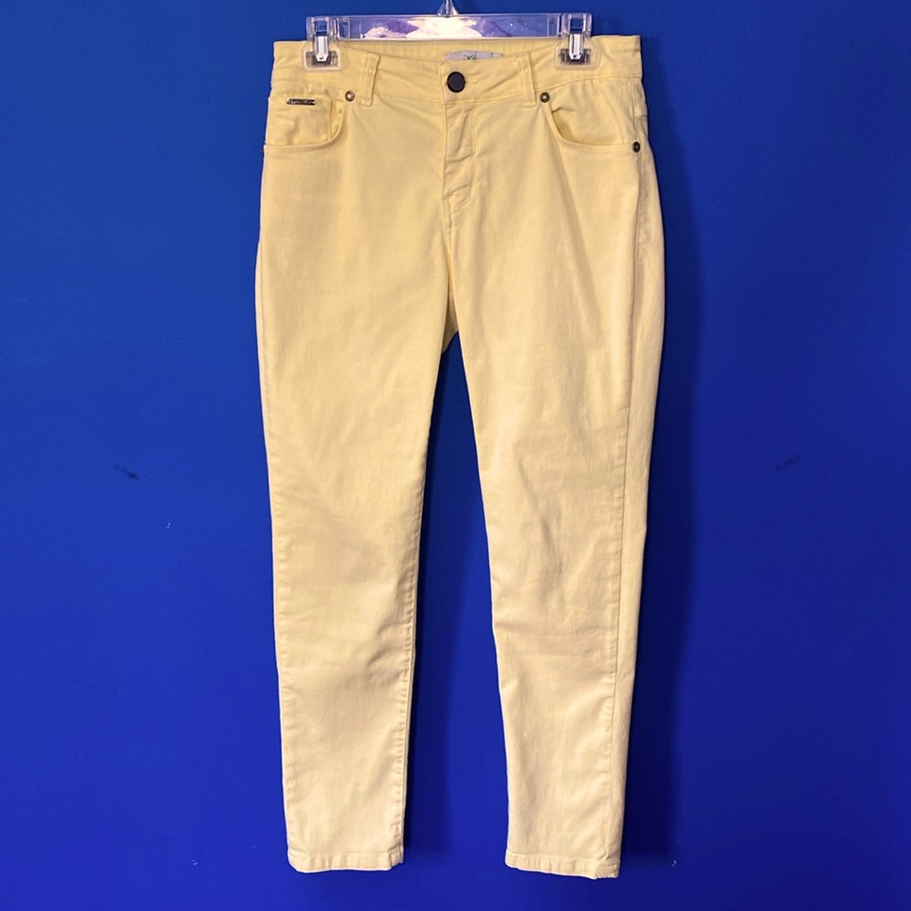 BEIJA FLOR Audry Sunny Yellow Mid Rise Ankle Skinny Jeans Sz 4